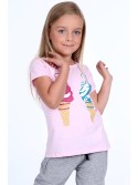 T-shirt with an application, light pink NDZ8171 - Online store - Boutique